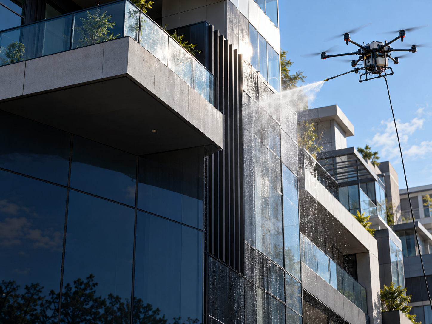 Complex facade cleaning