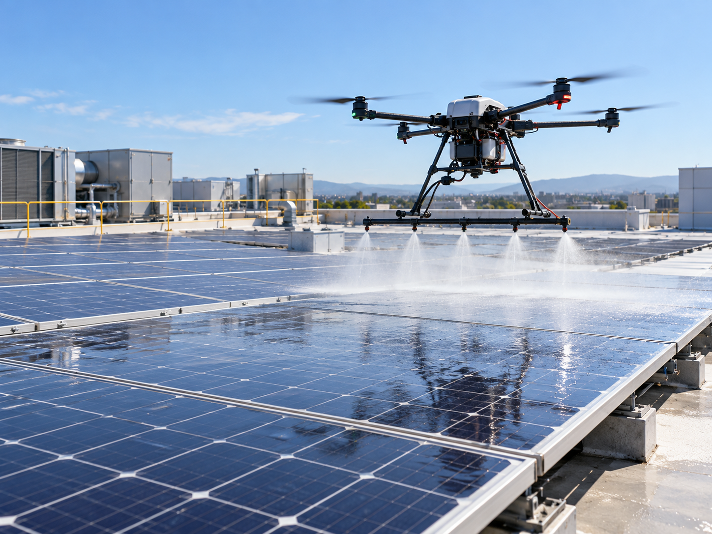 Utility scale photovoltaic cleaning