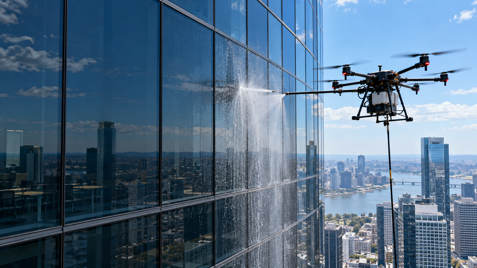 Concept visualization of facade cleaning